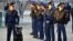 Police stand guard outside a court where defendants accused of participating in December's clashes that killed at least 14 people are on trial in the Caspian port city of Aktau March 28, 2012. Last year's violence in west Kazakhstan has posed the most ser