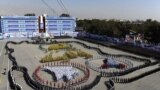 A handout picture released by the official website of Iran's supreme leader, Ayatollah Ali Khamenei, shows a military parade during his visit to the Military College of Tehran.