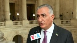 Iran’s exiled crown prince Reza Pahlavi speaks to VOA Persian at the Russell Senate Office Building in Washington, Nov. 21, 2019.