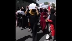 阿富汗妇女走上街头要求塔利班保障权利