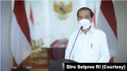 Presiden Jokowi di Istana Kepresidenan, Bogor, Minggu, 28 Maret 2021, mengajak masyarakat untuk memerangi terorisme. (Foto: Courtesy/Biro Setpres)