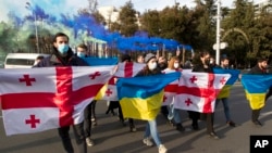 Акция протеста в Тбилиси против российского вторжения в Украину. Архивное фото