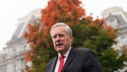 FILE - Then-White House Chief of Staff Mark Meadows speaks with reporters at the White House, Oct. 21, 2020, in Washington.