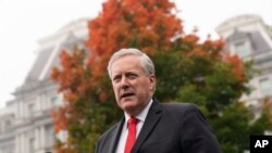 Former White House chief of staff Mark Meadows, seen in this Oct. 21, 2020, file photo in Washington, says he will not cooperate with a House committee investigating the Jan. 6 Capitol insurrection, according to his attorney. 