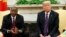 President Donald Trump sits with Kenyan President Uhuru Kenyatta in the White House, Aug. 27, 2018. 