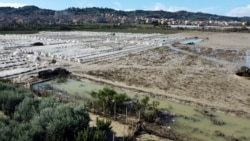 Foto yang diambil dengan drone menunjukkan wilayah di Kota Licata, Italia, terendam banjir pada 20 Oktober 2024. (Foto: Reuters/Danilo Arnone)