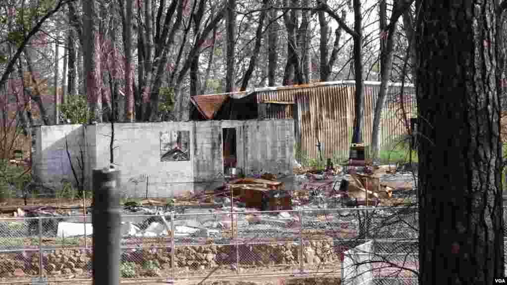 Lori Hornback was living in this home with her husband, Jon, when a wildfire spread through the town of Paradise. They now live in a home in Paradise spared by the fire, with their two grown children, grandchildren, in-laws and relatives. (Elizabeth Lee/V