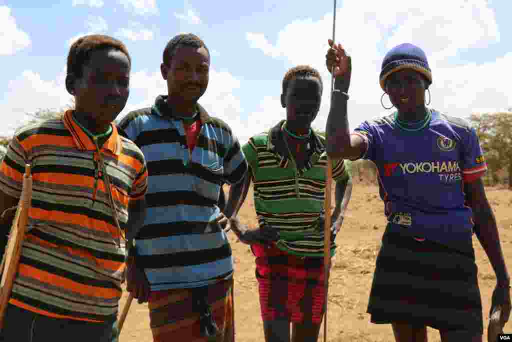 Pokot herders watch their cattle in Mugie Conservancy, Laikipia, Kenya, March 18, 2017. (Jill Craig/VOA)