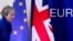 British Prime Minister Theresa May leaves after holding a news conference following an extraordinary European Union leaders summit to discuss Brexit, in Brussels, Belgium, April 11, 2019. 
