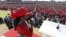 In good times ... Elizabeth, wife of Prime Minister Morgan Tsvangirai, addressing party supporters at White City Stadium in Bulawayo. (File Photo)