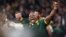 FILE - South Africa's hooker Bongi Mbonambi celebrates after South Africa won the France 2023 Rugby World Cup Final match between New Zealand and South Africa at the Stade de France in Saint-Denis, on the outskirts of Paris, on October 28, 2023.