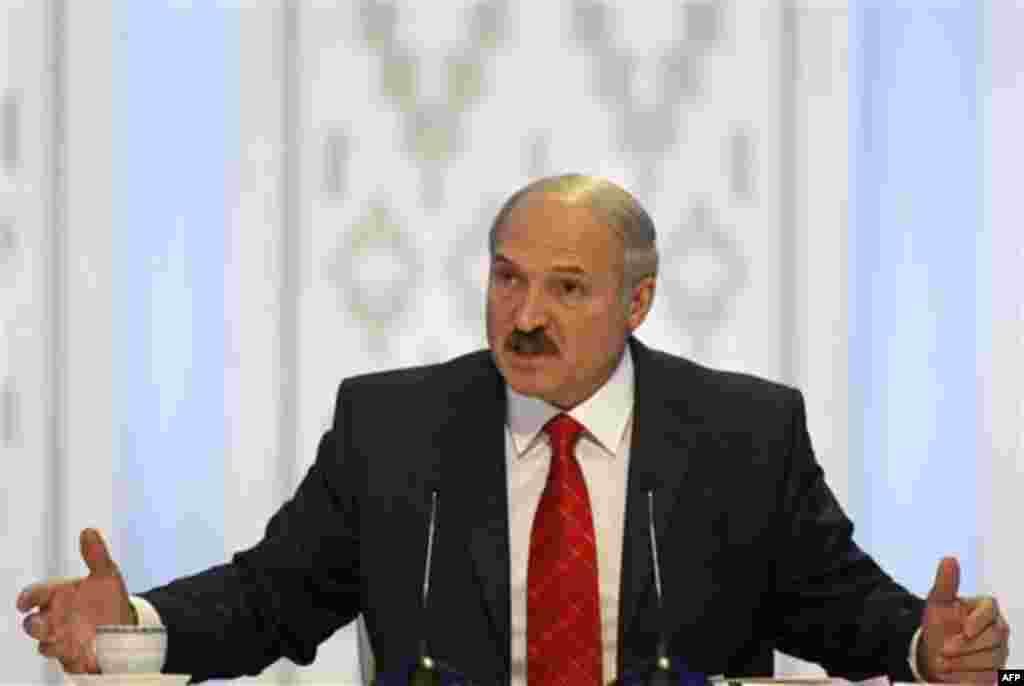 Incumbent Belarusian President Alexander Lukashenko speaks during a news conference after preliminary election results show him overwhelmingly winning a fourth term in Minsk, Belarus, Monday, Dec. 20, 2010. International observers and Western governments 