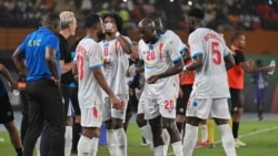 Basani ba RDC bazali komela mayi na match na Sudan na match ya phase finale ya CAN 2024 na stade Felix Houpouet-Boigny na Abidjan, 10 sanza ya mibale 2024. (Photo by Sia KAMBOU / AFP)