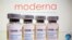 具有莫德纳标识的新冠病毒疫苗。
