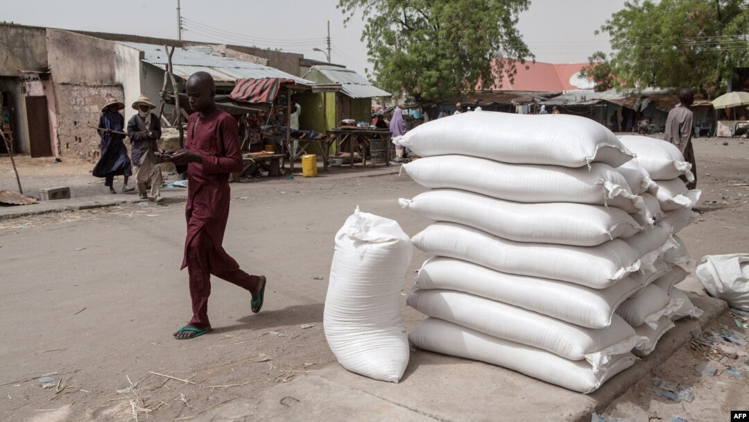 Orang-orang berjalan di jalan di kota Damasak, timur laut Nigeria, 25 April 2017. Tiga fasilitas milik mitra bantuan internasional menjadi sasaran di kota itu, Minggu. (Foto: AFP)