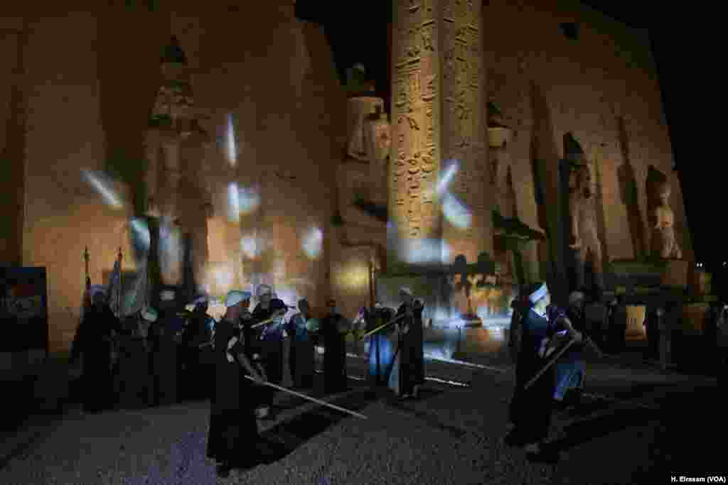 On World Heritage Day, dancing performances at Luxor temple in Egypt, April 20, 2018.