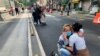 People react during an earthquake in Mexico City, Mexico.