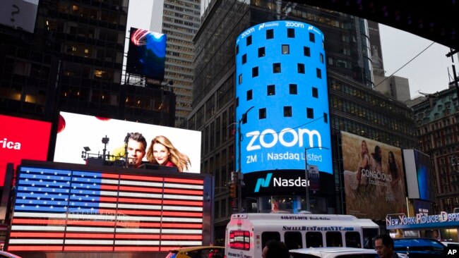 视频软件Zoom在纳斯达克上市。（2019年4月18日）