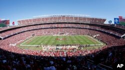 FILE -A general view of Levi's Stadium during a NFL football game between the San Francisco 49ers and the Kansas City Chiefs in Santa Clara, California.