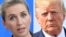 This combination of file photos created Aug. 20, 2019 shows Denmark's Prime Minister Mette Frederiksen (L) and U.S. President Donald Trump.