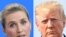 This combination of file photos created Aug. 20, 2019 shows Denmark's Prime Minister Mette Frederiksen (L) and U.S. President Donald Trump.