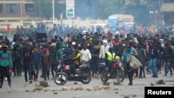 Protestors gather during an anti-government demonstration in Nairobi, Kenya, on July 16, 2024.