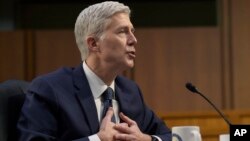 Supreme Court Justice nominee Neil Gorsuch testifies on Capitol Hill in Washington, March 22, 2017, during his confirmation hearing before the Senate Judiciary Committee. 