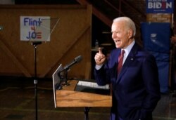 Democratic U.S. presidential candidate and former Vice President Joe Biden speaks during a campaign stop in Flint, Michigan, March 9, 2020.