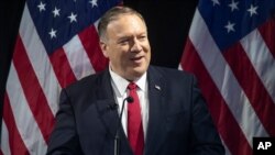 FILE - Secretary of State Mike Pompeo speaks in New York, Oct. 30, 2019.