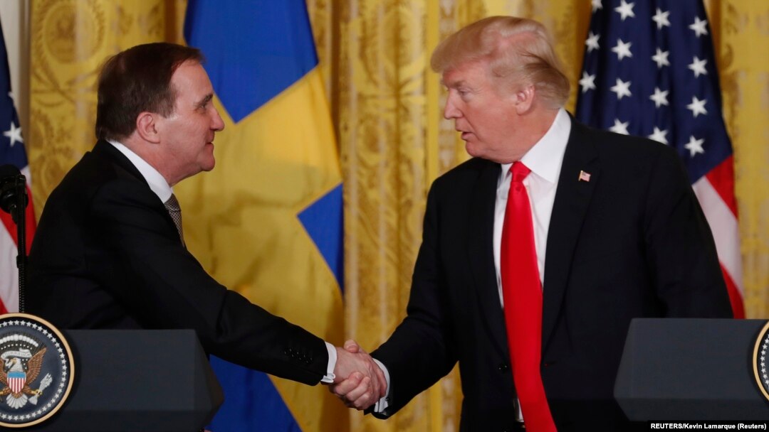 Stefan Lofven (L) i Donald Tramp (D), švedski premijer i američki tokom susreta u Vašingtonu u martu 2018, arhivska fotografija