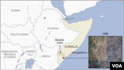 Un mapa ubica a Jilib, la localidad cerca de Mogadiscio, capital de Somalia, donde ocurrió el ataque del comando US-AFRICOM.
