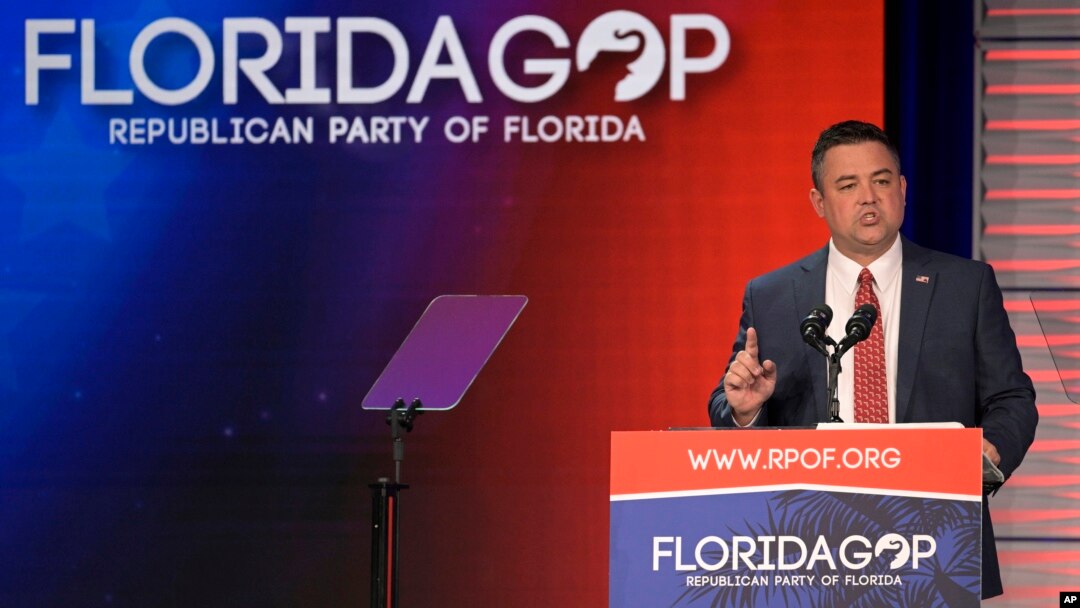 Predsedavajući Republikanske partije Floride Kristijan Zigler na skupu u Kisimiju, 4. novembra 2023. 