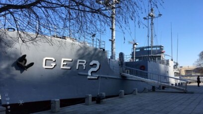 Tàu do thám USS Pueblo của Mỹ bị giữ tại cảng sông Đại Đồng, Bình Nhưỡng, Triều Tiên (ảnh chụp ngày 24/1/2018)