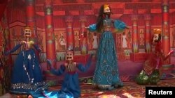 Puppets depict the story of "Sindbad the Sailor," at a show put on by Thespianz Theatre that teaches tolerance, in the Lyari neighborhood, Karachi, Pakistan.