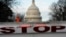 FILE - A security barricade is placed in front of the U.S. Capitol on the first day of a partial federal government shutdown in Washington, Dec. 22, 2018.