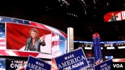 FILE - U.S. Rep. Marsha Blackburn speaks on the final night of the Republican National Convention in Cleveland, Ohio, July 21, 2016. 