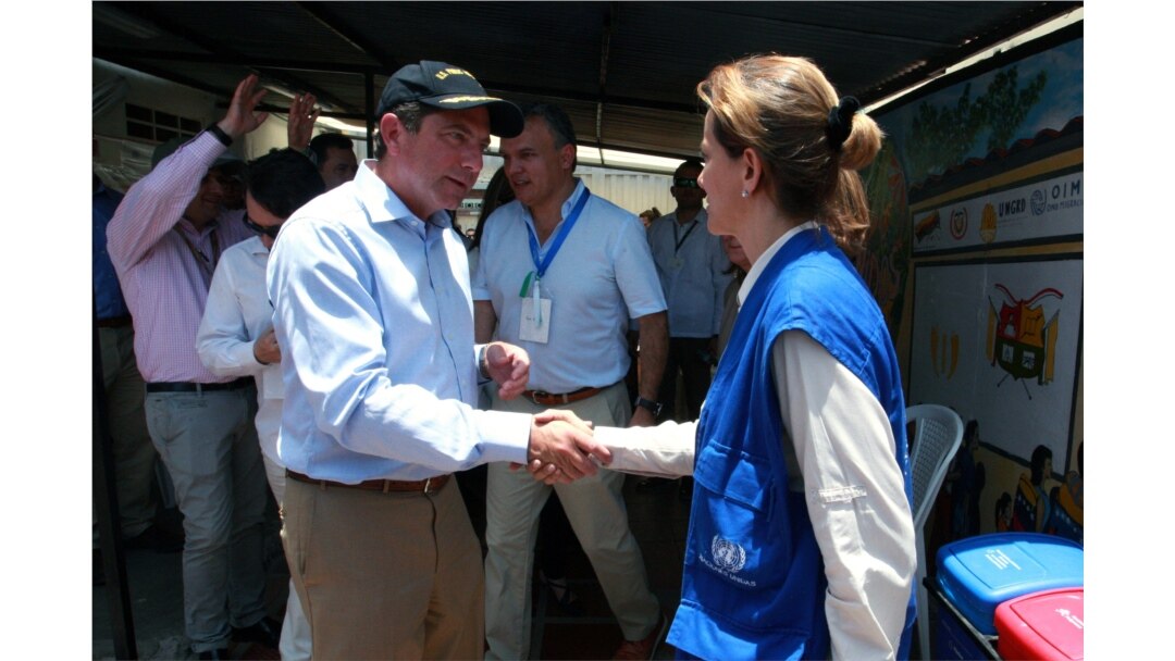 U.S. Secretary of Health and Human Services Secretary Alex Azar visits the Migrant Assistance Center in Cucuta, Colombia, Aug. 26, 2019.