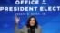 La vicepresidenta electa Kamala Harris durante una comparecencia pública en Wilmington, Delaware, el 16 de enero de 2021.