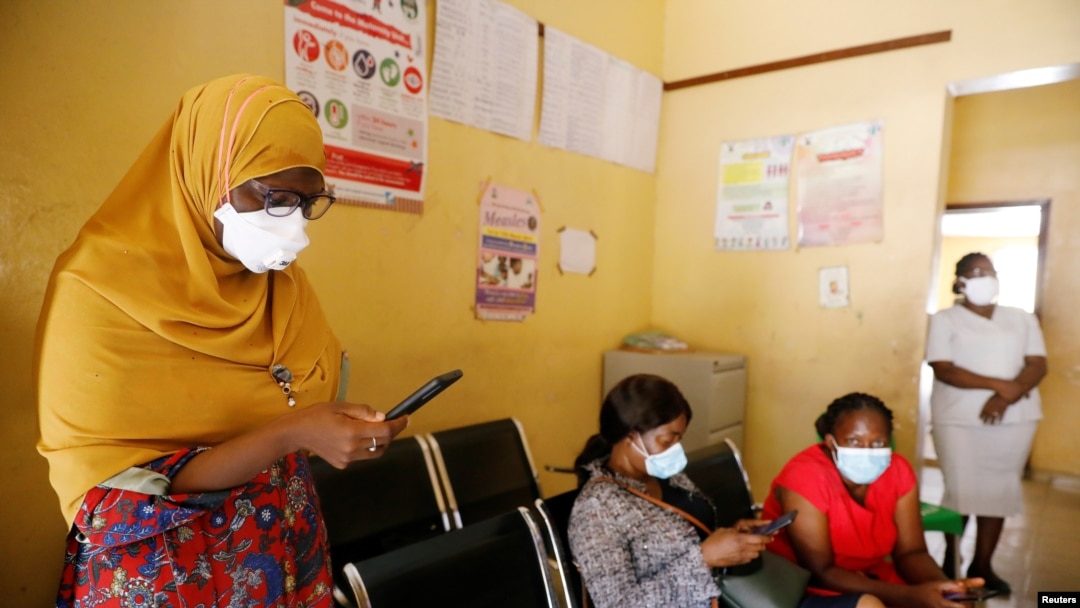 FILE - Members of the contact-tracing team are seen at the Primary Healthcare Center, amid the spread of the coronavirus disease (COVID-19) in Lagos, Nigeria, May 7, 2020.