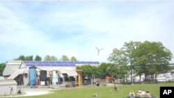 Proposed solar installation and wind turbine at Gas Works Park in Seattle.