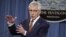 Defense Secretary Chuck Hagel speaks about a report on the Defense Department's progress in addressing sexual assault in the military and he announced four new directives, Dec. 4, 2014, at the Pentagon. 