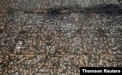 FILE - An aerial picture shows a section of the Hagadera camp in Dadaab, near the Kenya-Somalia border.