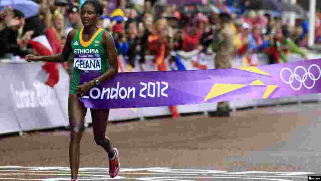 Erba Tiki Gelana agée de 28 ans est une athlète éthiopienne, spécialiste des courses de fond, elle a gagné une médialle d&#39;or pour l&#39;Ethiopie en 2012 à l&#39;ondres.