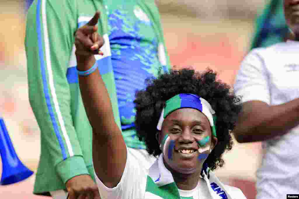 Sierra Leone fan inside the stadium before the match Ivory Coast vs Sierra Leone; Cameroon, Jan. 16, 2022.