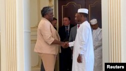 U.S. Ambassador to the United Nations, Linda Thomas-Greenfield, meets with interim Chadian President Mahamat Idriss Deby at the presidential palace in N'Djamena, Chad, September 7, 2023.