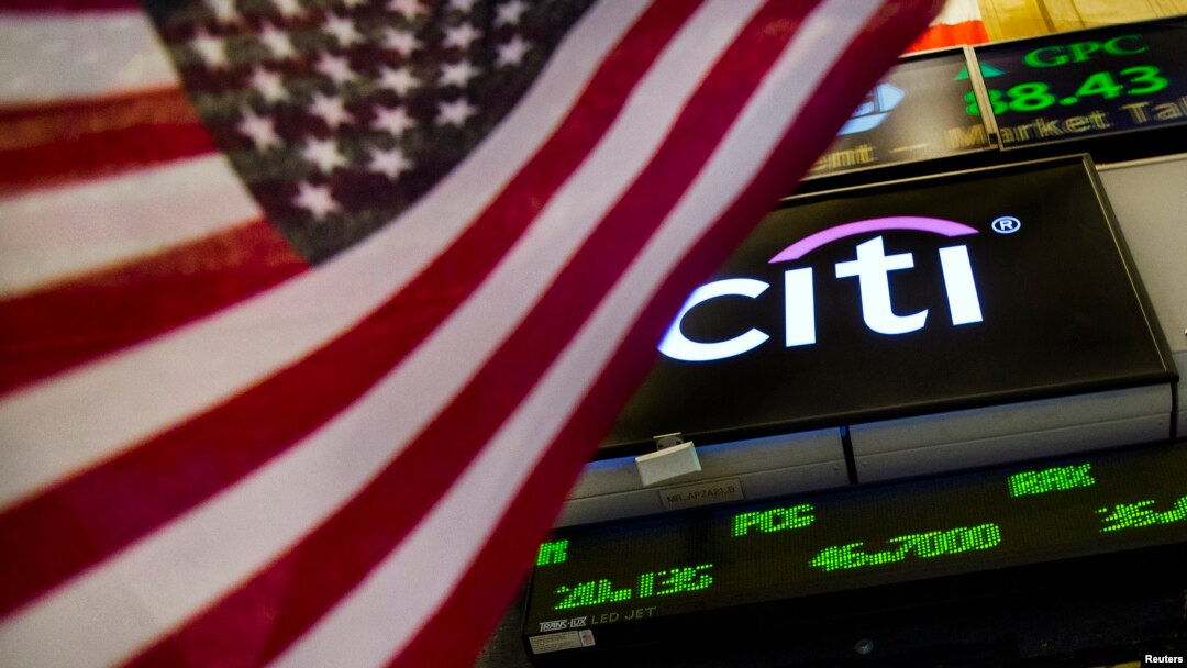 Logo của Ngân hàng Citigroup trên sàn chứng khoán New York.