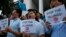 Students from the University of the Philippines, protest in remembrance of people killed in Duterte's so-called war on drugs, March 27, 2019, in suburban Quezon city northeast of Manila, Philippines.