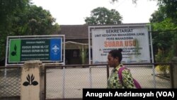 Sekretariat lembaga pers mahasiswa SUARA USU di Universitas Sumatera Utara, 26 Maret 2019. (Foto: VOA/Anugrah Andriansyah)