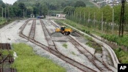 FILE - Construction along railway lines linking tracks in Rason in far northeastern North Korea with Russian rail lines, Aug 20, 2012.