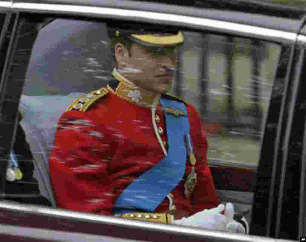 Britain's Prince William on the way to Westminster Abbey for the Royal Wedding in London, April 29, 2011(AP)